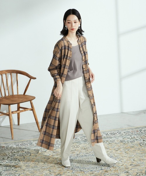 ONIGIRI(オニギリ)の「チェック柄 シャツワンピース(シャツワンピース・レディース・グレー/キャメル・LARGE/MEDIUM)」の18枚目の写真
