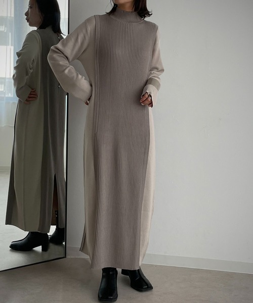 【美品】&g’aime アンジェム バイカラーニットワンピース &g'aime（アンジェム）の「【&g'aime】バイカラーニット