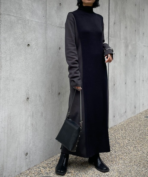 &g'aime(アンジェム)の「【&g’aime】バイカラーニットワンピース(ワンピース・レディース・ブラック/グレイッシュベージュ/ブラウン・FREE)」の16枚目の写真