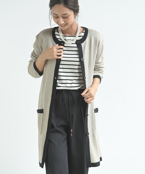 rps（アールピーエス）の「バイカラーロングニットカーディガン（カーディガン/ボレロ・レディース・ブラック/ベージュ/アイボリー・M）」の3枚目の写真