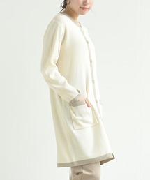 バイカラーロングニットカーディガン