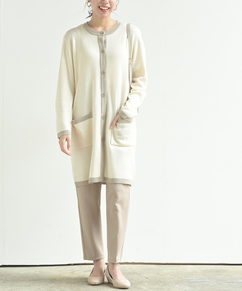 rps（アールピーエス）の「バイカラーロングニットカーディガン（カーディガン/ボレロ・レディース・ブラック/ベージュ/アイボリー・M）」の14枚目の写真