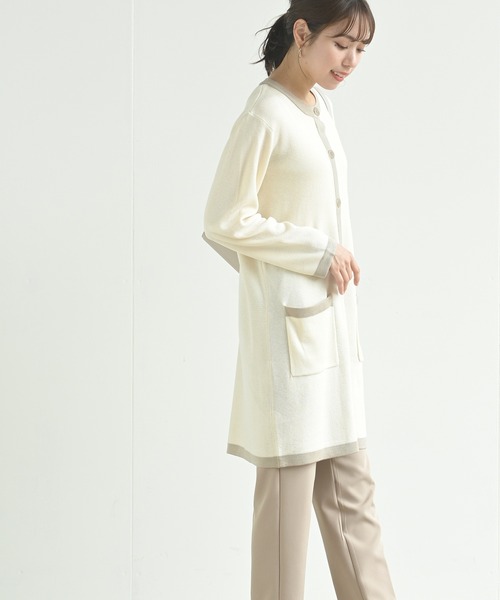 rps（アールピーエス）の「バイカラーロングニットカーディガン（カーディガン/ボレロ・レディース・ブラック/ベージュ/アイボリー・M）」の4枚目の写真