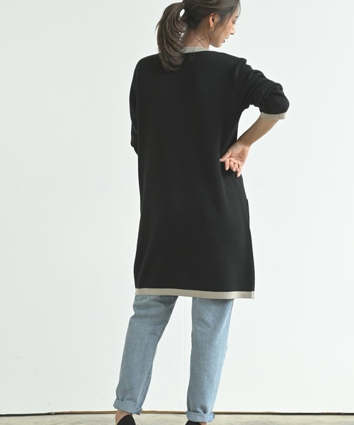 rps（アールピーエス）の「バイカラーロングニットカーディガン（カーディガン/ボレロ・レディース・ブラック/ベージュ/アイボリー・M）」の5枚目の写真