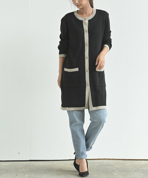 rps（アールピーエス）の「バイカラーロングニットカーディガン（カーディガン/ボレロ・レディース・ブラック/ベージュ/アイボリー・M）」の19枚目の写真