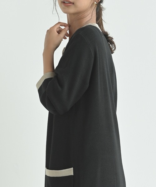 rps（アールピーエス）の「バイカラーロングニットカーディガン（カーディガン/ボレロ・レディース・ブラック/ベージュ/アイボリー・M）」の12枚目の写真