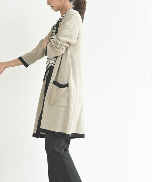 rps（アールピーエス）の「バイカラーロングニットカーディガン（カーディガン/ボレロ・レディース・ブラック/ベージュ/アイボリー・M）」の16枚目の写真