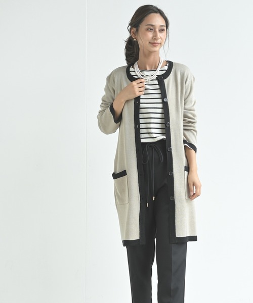 rps（アールピーエス）の「バイカラーロングニットカーディガン（カーディガン/ボレロ・レディース・ブラック/ベージュ/アイボリー・M）」の6枚目の写真