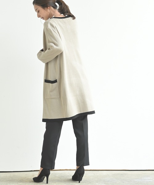 rps（アールピーエス）の「バイカラーロングニットカーディガン（カーディガン/ボレロ・レディース・ブラック/ベージュ/アイボリー・M）」の20枚目の写真