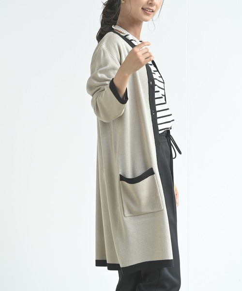 rps（アールピーエス）の「バイカラーロングニットカーディガン（カーディガン/ボレロ・レディース・ブラック/ベージュ/アイボリー・M）」の13枚目の写真