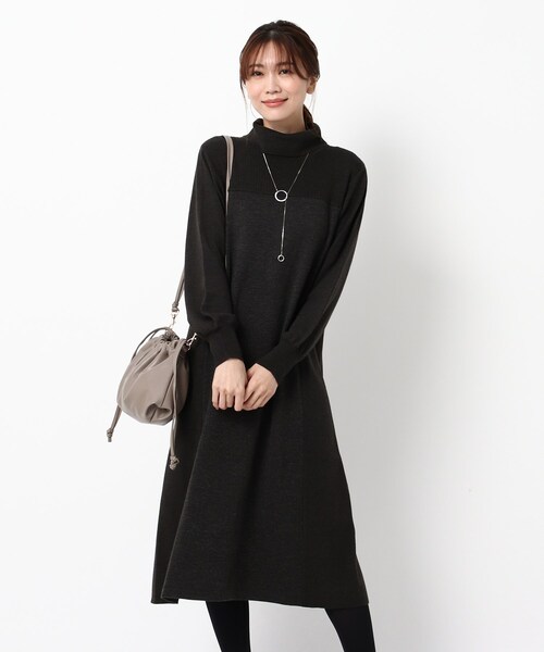 Web限定カラーあり 洗える オフタートルニットワンピース