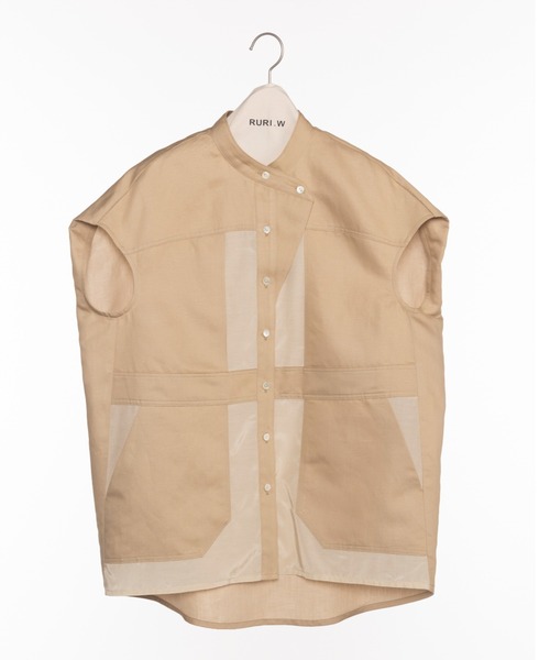 RURI.W(ルリ)の「【RURI.W】SPLICED SHIRT(シャツ/ブラウス・レディース・ベージュ/ネイビー・FREE)」の12枚目の写真