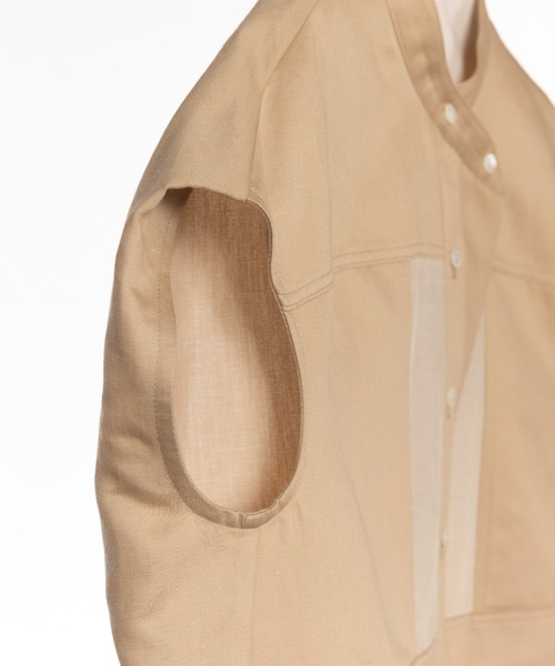 RURI.W(ルリ)の「【RURI.W】SPLICED SHIRT(シャツ/ブラウス・レディース・ベージュ/ネイビー・FREE)」の4枚目の写真