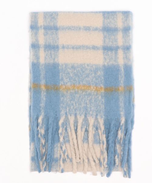 AVALON(U.Q)（アバロン）の「リサイクルポリエステルブークレチェックストール　REPREVE　リサイクルポリエステル使用（ストール/ショール・レディース・ブラック/ブルー/ライトグレー/ベージュ・FREE）」の4枚目の写真