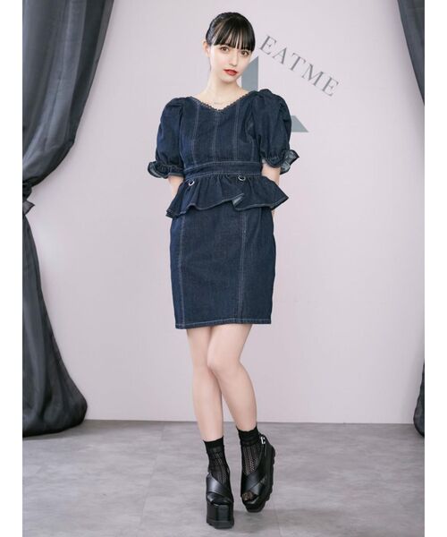EATME（イートミー）の「ペプラムデニムワンピース（ワンピース・レディース・ブラック/インディゴブルー/ブルー・SMALL/MEDIUM）」の17枚目の写真