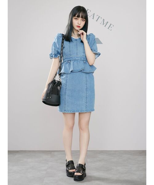 EATME（イートミー）の「ペプラムデニムワンピース（ワンピース・レディース・ブラック/インディゴブルー/ブルー・SMALL/MEDIUM）」の22枚目の写真