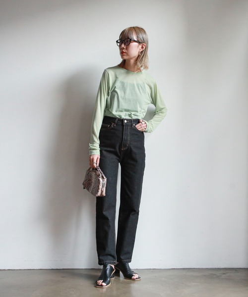 feepur（フェピュール）の「クルーネックシアートップス（Tシャツ/カットソー・レディース・ブラック/ベージュ/オフホワイト/ミント・MEDIUM）」の12枚目の写真