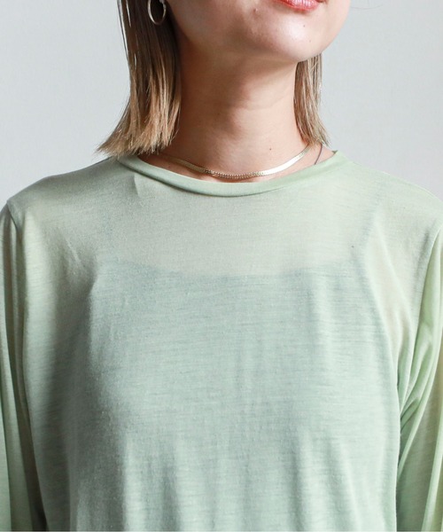 feepur（フェピュール）の「クルーネックシアートップス（Tシャツ/カットソー・レディース・ブラック/ベージュ/オフホワイト/ミント・MEDIUM）」の10枚目の写真