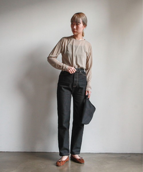 feepur（フェピュール）の「クルーネックシアートップス（Tシャツ/カットソー・レディース・ブラック/ベージュ/オフホワイト/ミント・MEDIUM）」の19枚目の写真