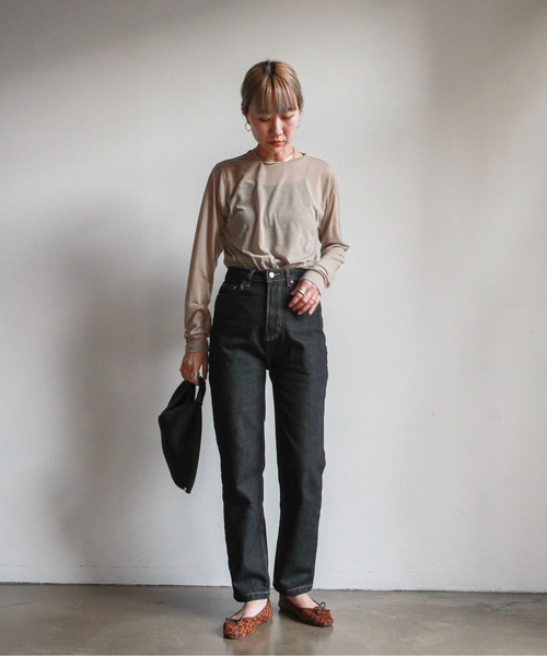 feepur（フェピュール）の「クルーネックシアートップス（Tシャツ/カットソー・レディース・ブラック/ベージュ/オフホワイト/ミント・MEDIUM）」の9枚目の写真