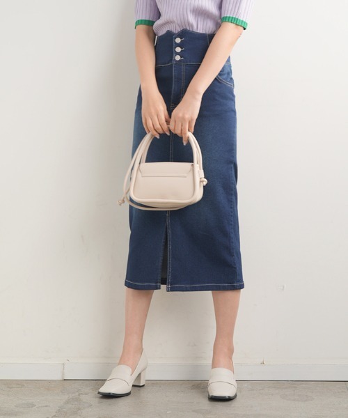 Futier land(フューティアランド)の「ハイウエストデニムナロースカート(デニムスカート・レディース・ブラック/インディゴブルー・SMALL/MEDIUM/LARGE)」の8枚目の写真