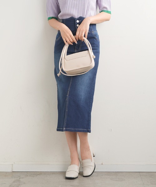 Futier land(フューティアランド)の「ハイウエストデニムナロースカート(デニムスカート・レディース・ブラック/インディゴブルー・SMALL/MEDIUM/LARGE)」の12枚目の写真