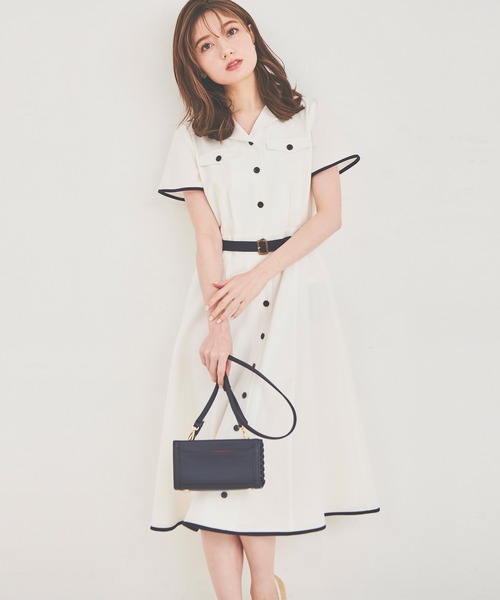 LAISSE PASSE(レッセパッセ)の「フレアーシャツワンピース(シャツワンピース・レディース・キナリ/ネイビー・SMALL/MEDIUM)」の12枚目の写真