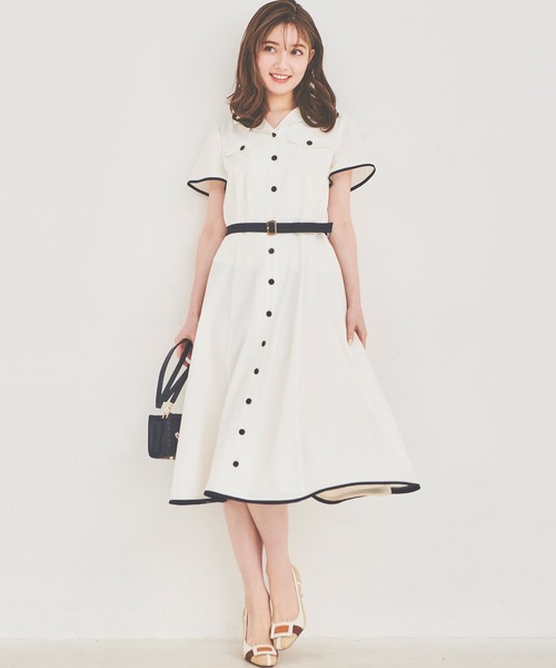 LAISSE PASSE(レッセパッセ)の「フレアーシャツワンピース(シャツワンピース・レディース・キナリ/ネイビー・SMALL/MEDIUM)」の13枚目の写真