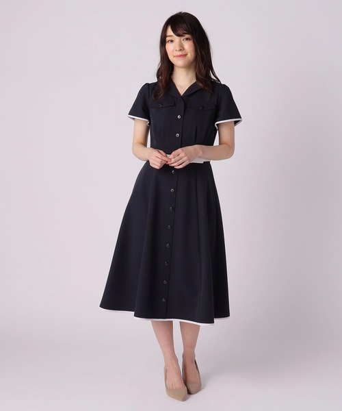 LAISSE PASSE(レッセパッセ)の「フレアーシャツワンピース(シャツワンピース・レディース・キナリ/ネイビー・SMALL/MEDIUM)」の3枚目の写真