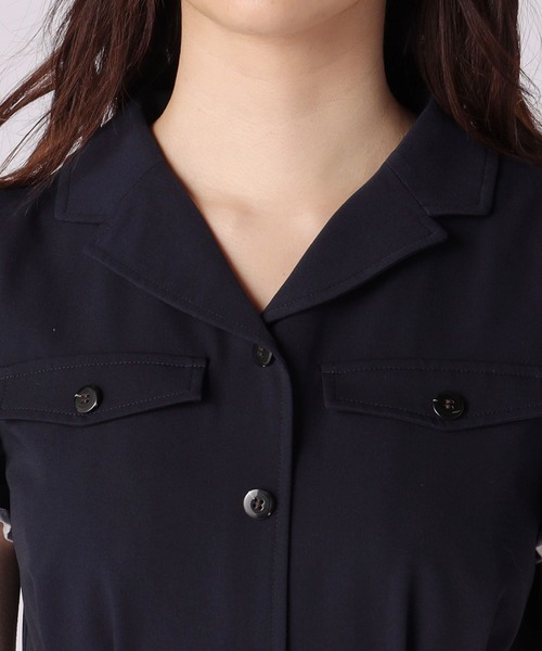 LAISSE PASSE(レッセパッセ)の「フレアーシャツワンピース(シャツワンピース・レディース・キナリ/ネイビー・SMALL/MEDIUM)」の5枚目の写真