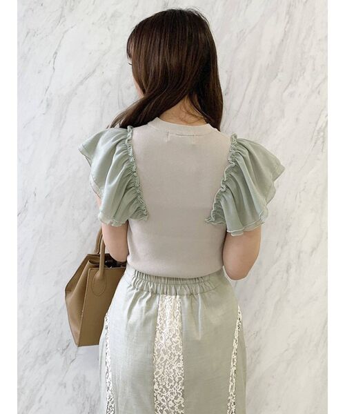 dazzlin（ダズリン）の「ダブルシアーフリルニットットップス（ニット/セーター・レディース・オフホワイト/グレー/グリーン/ブラック・FREE）」の16枚目の写真