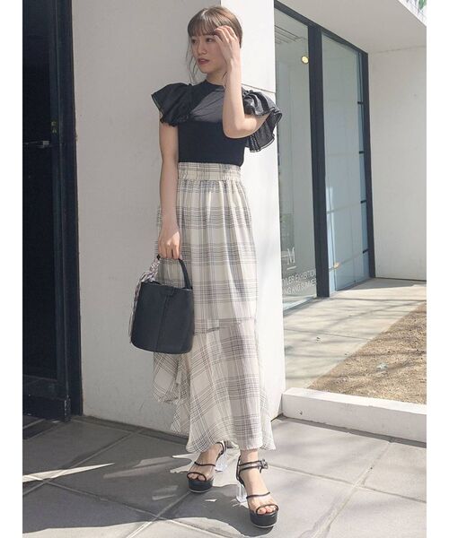 dazzlin（ダズリン）の「ダブルシアーフリルニットットップス（ニット/セーター・レディース・オフホワイト/グレー/グリーン/ブラック・FREE）」の22枚目の写真