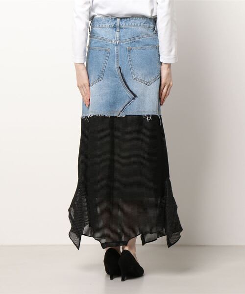 VINTI ANDREWS（ヴィンティアンドリュース）の「VINTI ANDREWS/ヴィンティアンドリュース/ボーダーキリカエデニムスカート（スカート・レディース・ブラック・SMALL）」の3枚目の写真