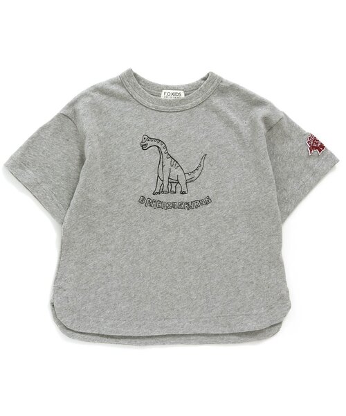 F.O.KIDS(エフオーキッズ)の「ゆる恐竜刺繍Tシャツ(Tシャツ/カットソー・キッズ・ブラウン/チャコール/グレー/ミント・80/90/95/100/110/120/130/140)」の2枚目の写真