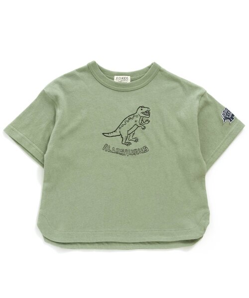 F.O.KIDS(エフオーキッズ)の「ゆる恐竜刺繍Tシャツ(Tシャツ/カットソー・キッズ・ブラウン/チャコール/グレー/ミント・80/90/95/100/110/120/130/140)」の4枚目の写真