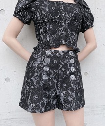 lilLilly | ギンガムレースショートパンツ【セットアップ対応】(その他パンツ)