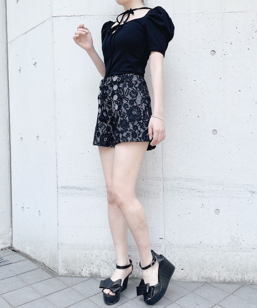 lilLilly（リルリリー）の「ギンガムレースショートパンツ【セットアップ対応】（その他パンツ・レディース・ベージュ/ブラック・FREE）」の16枚目の写真