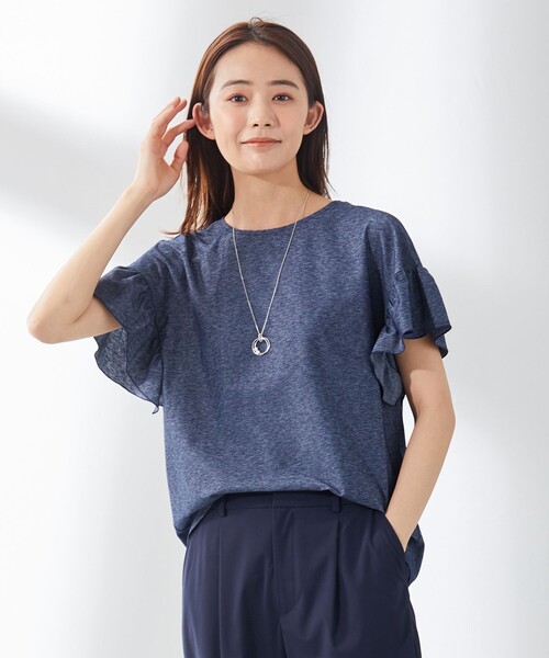 J.PRESS(ジェイプレス)の「コットンリネンフロート カットソー(Tシャツ/カットソー・レディース・ベージュ系/サックスブルー系/ネイビー系・T13/T15)」の2枚目の写真