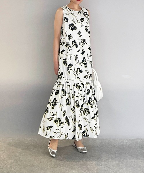 PICCIN（ピッチン）の「裾切替えフラワーワンピース（ワンピース・レディース・ブラック/オフホワイト・M/L）」の5枚目の写真