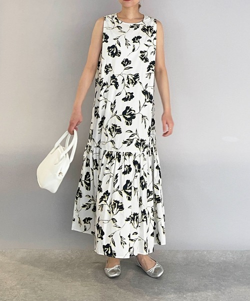 PICCIN（ピッチン）の「裾切替えフラワーワンピース（ワンピース・レディース・ブラック/オフホワイト・M/L）」の9枚目の写真