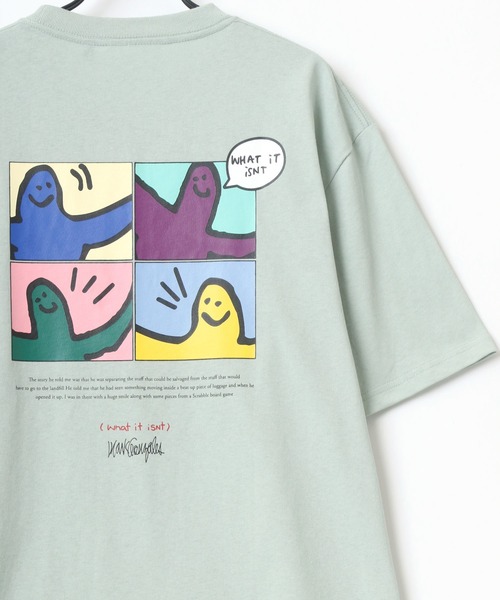 (What it isNt)ART BY MARKGONZALES(ワットイットイズント)の「(What it isNt) ART BY MARKGONZALES/(ワットイットイズント) アートバイマークゴンザレス ビッグシルエット バックプリント エンジェル デイジー 刺繍 グラフィック イラスト Tシャツ(Tシャツ/カットソー・メンズ・ホワイト/ブラック/ミント/ホワイト系その他/ブラック系その他/ブルー系その他・M/L/XL)」の2枚目の写真