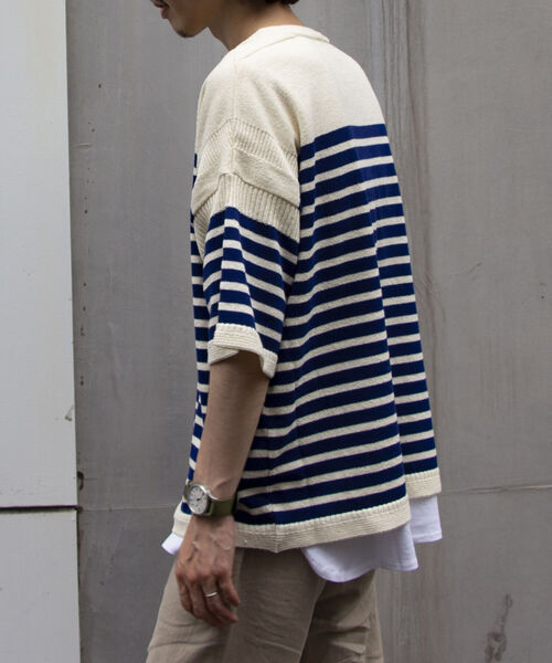 GLOSTER（グロスター）の「【GLOSTER/グロスター】ガンジーニット VネックTシャツ（Tシャツ/カットソー・メンズ・オレンジ/ブルー/グリーン・MEDIUM/LARGE）」の9枚目の写真