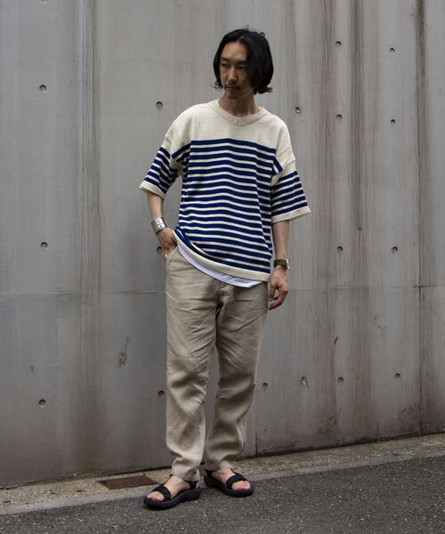 GLOSTER（グロスター）の「【GLOSTER/グロスター】ガンジーニット VネックTシャツ（Tシャツ/カットソー・メンズ・オレンジ/ブルー/グリーン・MEDIUM/LARGE）」の11枚目の写真