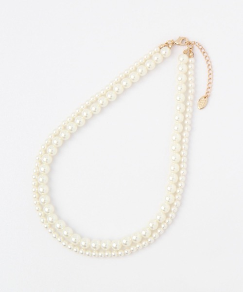 LOWRYS FARM（ローリーズファーム）の「２ＳＥＴレイヤードネックレス　294686（ネックレス・レディース・グレー/アイボリー・FREE）」の4枚目の写真