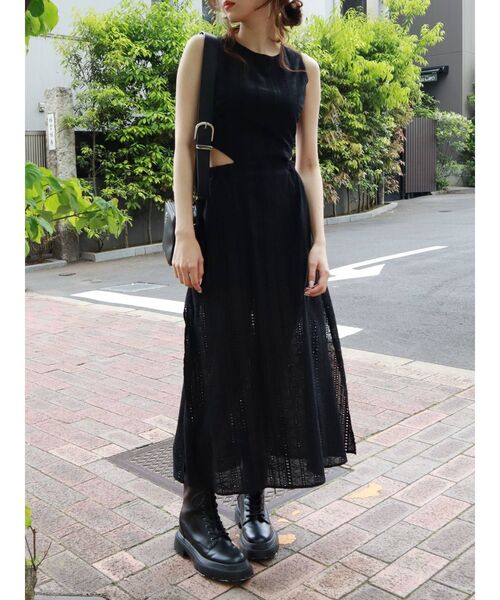 EVRIS（エヴリス）の「【WEB限定】コットンレースバックオープンワンピース（ワンピース・レディース・ホワイト/ブラック/オレンジ・FREE）」の16枚目の写真