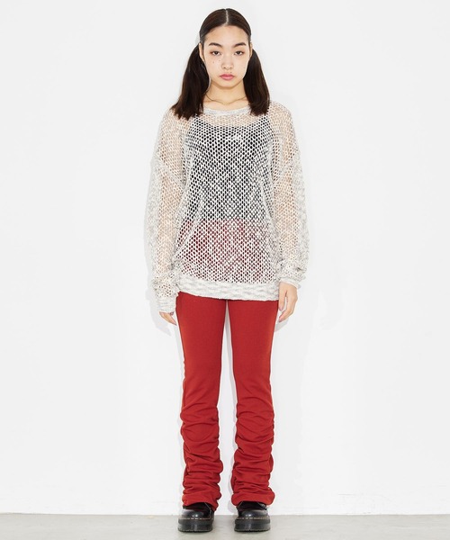 X-girl（エックスガール）の「OPENWORK KNIT TOP（ニット/セーター・レディース・マルチ/イエロー/グレー・ONE SIZE）」の8枚目の写真