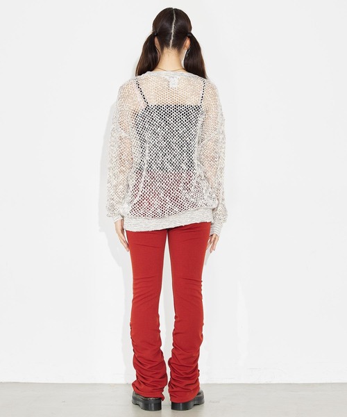 X-girl（エックスガール）の「OPENWORK KNIT TOP（ニット/セーター・レディース・マルチ/イエロー/グレー・ONE SIZE）」の10枚目の写真