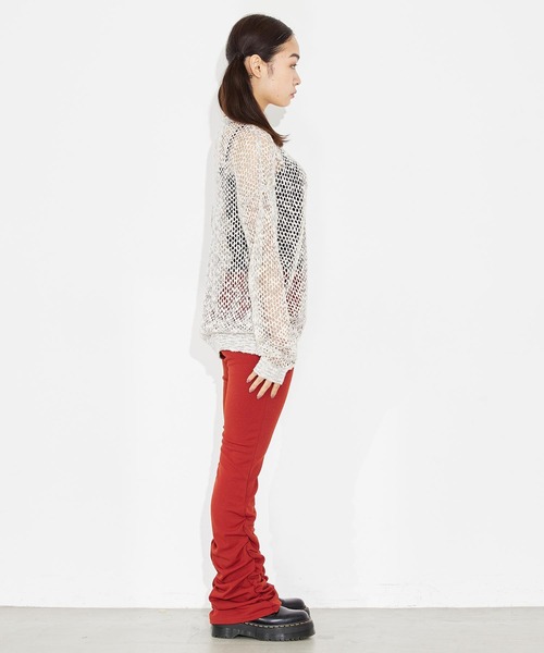 X-girl（エックスガール）の「OPENWORK KNIT TOP（ニット/セーター・レディース・マルチ/イエロー/グレー・ONE SIZE）」の9枚目の写真