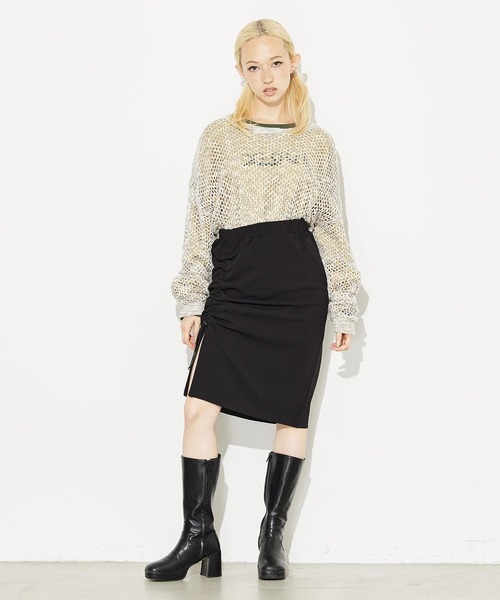 X-girl（エックスガール）の「OPENWORK KNIT TOP（ニット/セーター・レディース・マルチ/イエロー/グレー・ONE SIZE）」の20枚目の写真
