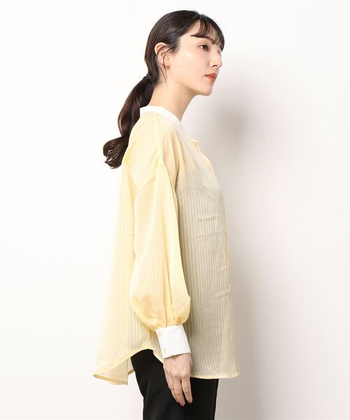 sango（sango）の「シアーストライプバイカラーシャツ（シャツ/ブラウス・レディース・オフホワイト/イエロー/ミント・FREE）」の12枚目の写真